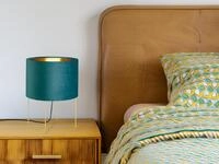 Fischer&honsel - Tischlampe Aura Mit Lampenschirm Samt T&uuml;rkis - Innen Gold, H&ouml;he