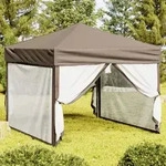 Partyzelt Faltbar Mit Seitenw&auml;nden Taupe 3x3 M - Vidaxl