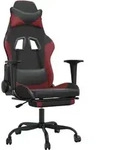 Vidaxl Massage Gaming Chair With Footrest Black&wine Red Faux Leather