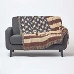 Homescapes - Berwurf Usa-flagge, 100% Baumwolle, 125 X 150 Cm
