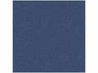 Blaue Tapete in Leinenoptik Moderne Uni Vliestapete in Marineblau für Schlafzimmer