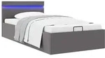 Bett Mit Bettkasten Hydraulisch Led Grau Kunstleder 100x200 Cm Vidaxl
