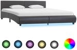 Bettgestell Mit Led Grau Kunstleder 180x200 Cm Vidaxl