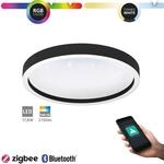 Eglo Connect Led Deckenleuchte Montemorelos-z Schwarz &Oslash; 42 Cm Mit Kristalleffekt