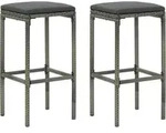 Barhocker Mit Kissen 2 Stk. Grau Poly Rattan Vidaxl