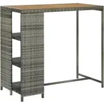 Bartisch Mit Regal Grau 120x60x110 Cm Poly Rattan - Vidaxl
