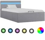 Bett Mit Bettkasten Hydraulisch Led Hellgrau Stoff 100x200 Cm Vidaxl
