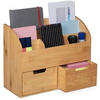 Schreibtisch Organizer, 6 Fächer, 2 Schubladen, für Büroutensilien, Bambus,