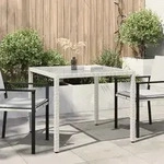 Gartentisch 90x90x75 Cm Geh&auml;rtetes Glas Poly Rattan Wei&szlig; Vidaxl