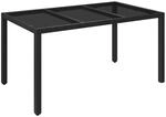 Gartentisch Mit Glasplatte Schwarz 150x90x75 Cm Poly Rattan - Vidaxl