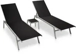 Vidaxl - Sonnenliegen 2 Stk. Mit Tisch Stahl Und Textilene Schwarz