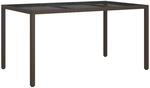 Gartentisch 150x90x75 Cm Geh&auml;rtetes Glas Poly Rattan Braun - Vidaxl