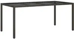 Gartentisch Braun 190x90x75 Cm Geh&auml;rtetes Glas Und Poly Rattan - Vidaxl