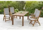 Acapulco Set 5tlg 4 Sessel Tisch 185x90cm Akazie/textil