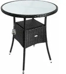 Gartentisch Polyrattan Wetterfest Rund Glas Tischplatte 80kg Belastbar Outdoor