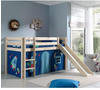 Kinderzimmer Spielbett mit Textil Set Spaceman PINOO-12 incl. Rutsche in Kiefer