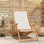 Teenpull &ndash; Strandstuhl Klappbar Massivholz Teak Creme