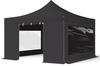 4x4 m Faltpavillon, premium Stahl 40mm, Seitenteile mit Panoramafenstern, schwarz -