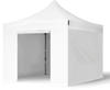 3x3 m Faltpavillon, premium Stahl 40mm, Seitenteile ohne Fenster, weiß - weiß