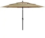 Sonnenschirm Mit Aluminium-mast 3-lagig Taupe 3,5 M - Vidaxl