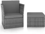 Gartensessel Mit Hocker Poly Rattan Anthrazit - Vidaxl