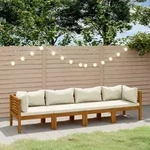 4-sitzer-gartensofa Mit Creme Kissen Massivholz Akazie - Vidaxl