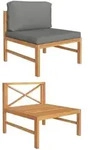 Mittelsofa Mit Dunkelgrauen Kissen Massivholz Teak Vidaxl