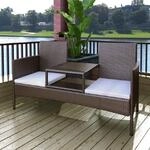Vidaxl - Gartensofa 2-sitzer Mit Teetisch Poly Rattan Braun