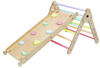 Kletterdreieck aus Holz mit Kletterwand / Rutsche Pastellfarben Indoor Klettergerüst