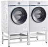 [en.casa] - Waschmaschinen-Sockel 2-fach Bothel mit Ablagen 150 kg Weiß Weiß
