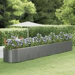 Hochbeet Grau 554x100x68 Cm Pulverbeschichteter Stahl Vidaxl