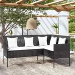 Teenpull &ndash; Sofa In L-form Mit Kissen Poly Rattan Schwarz