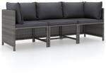3-sitzer-gartensofa Mit Kissen Grau Poly Rattan Vidaxl