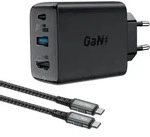 2in1 Wandladeger&auml;t Mit Usb-c-kabel + Usb-c - Hdmi 4k-adapter Schwarz