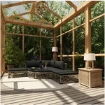 6-tlg. Garten-lounge-set Mit Kissen Poly Rattan Grau - Vidaxl