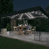 Bonnevie - Pavillon Familienzelt mit LED-Lichterkette 3x4 m Anthrazit Stoff...