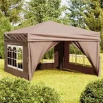Partyzelt Faltbar Mit Seitenw&auml;nden Taupe 3x3 M - Vidaxl
