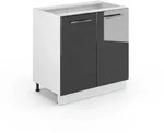 K&uuml;chenschr&auml;nke Fame-line, Anthrazit Hochglanz, 80 Cm Mit Regal, Ohne Arbeitsplatte