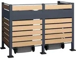 Westmann M&uuml;lltonnenverkleidung Planum 2er Box, Grau / Holz, 80 X 160 X 120 Cm (b X T