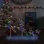 Vidaxl Weihnachtsdeko Led Rentiere & Schlitten Acryl 260x21x87 Cm Bunt