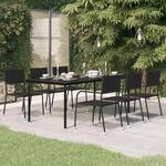 Garten-esstisch Schwarz 200x100x74 Cm Stahl Und Glas - Vidaxl