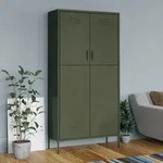 Kleiderschrank Olivgr&uuml;n 90x50x180 Cm Stahl - Vidaxl