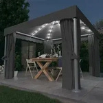 Vidaxl - Pavillon Mit Vorh&auml;ngen & Led-lichterkette 3x3 M Anthrazit