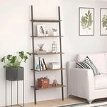 Leiterregal Mit 5 B&ouml;den Dunkelbraun Und Schwarz 64x34x185,5 Cm - Vidaxl