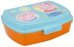Brotbox - Peppa Pig - Lunchbox - Orange - T&uuml;rkis - 16x11x6 Cm