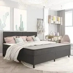 Boxspringbett Dunkelgrau Stoff 200x200 Cm Vidaxl
