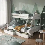 Etagenbett Everest, Wei&szlig;, 120x200 / 80x200 Cm Mit Schubladen, Vitalispa