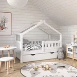 Hausbett Design, Wei&szlig;, 70x140 Cm Mit Schublade Vitalispa