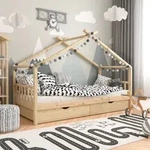Vitalispa - Hausbett Design, Braun, 90x200 Cm Mit 2 Schubladen Und Matratze