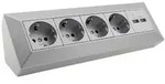 Chilitec - 4-fach Steckdosenblock + 2x Usb, Silber, Ideal F&uuml;r Arbeitsplatten